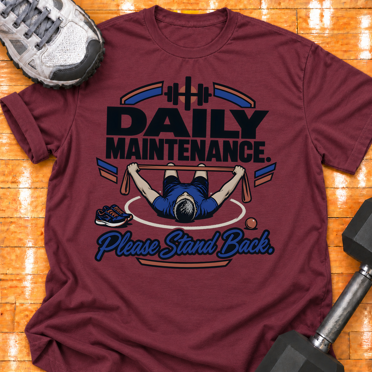DAILY MAINTENANCE. PLEASE STAND BACK - Maroon - HMTC approved v02 template mockup v05
