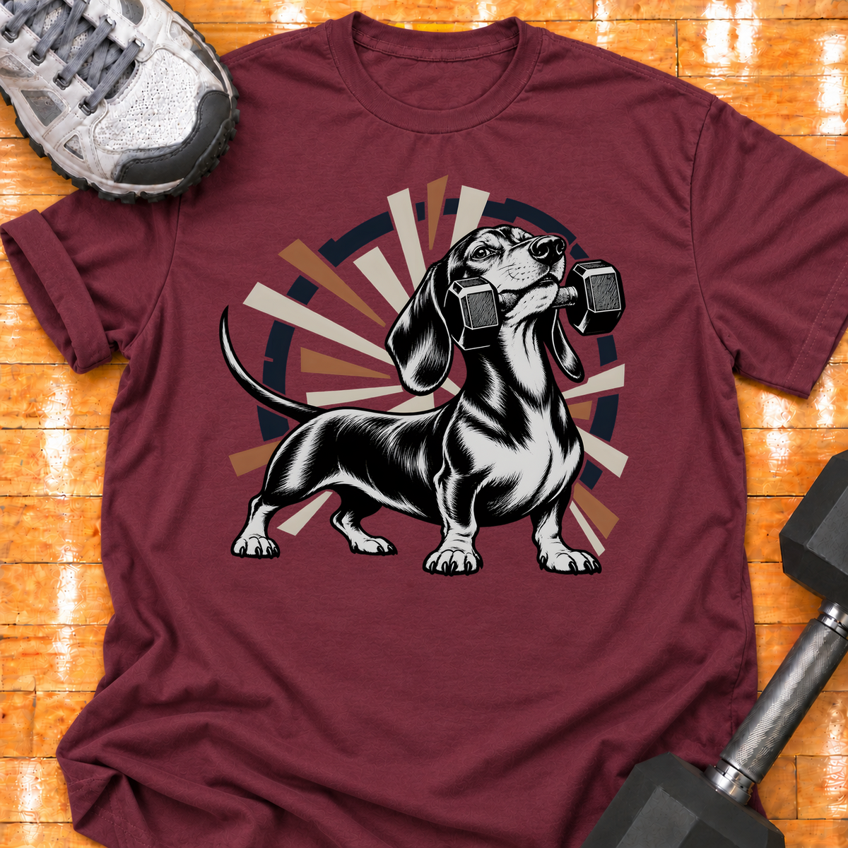 Dachshund dumbbell - Maroon - HMTC approved v02 template mockup v05