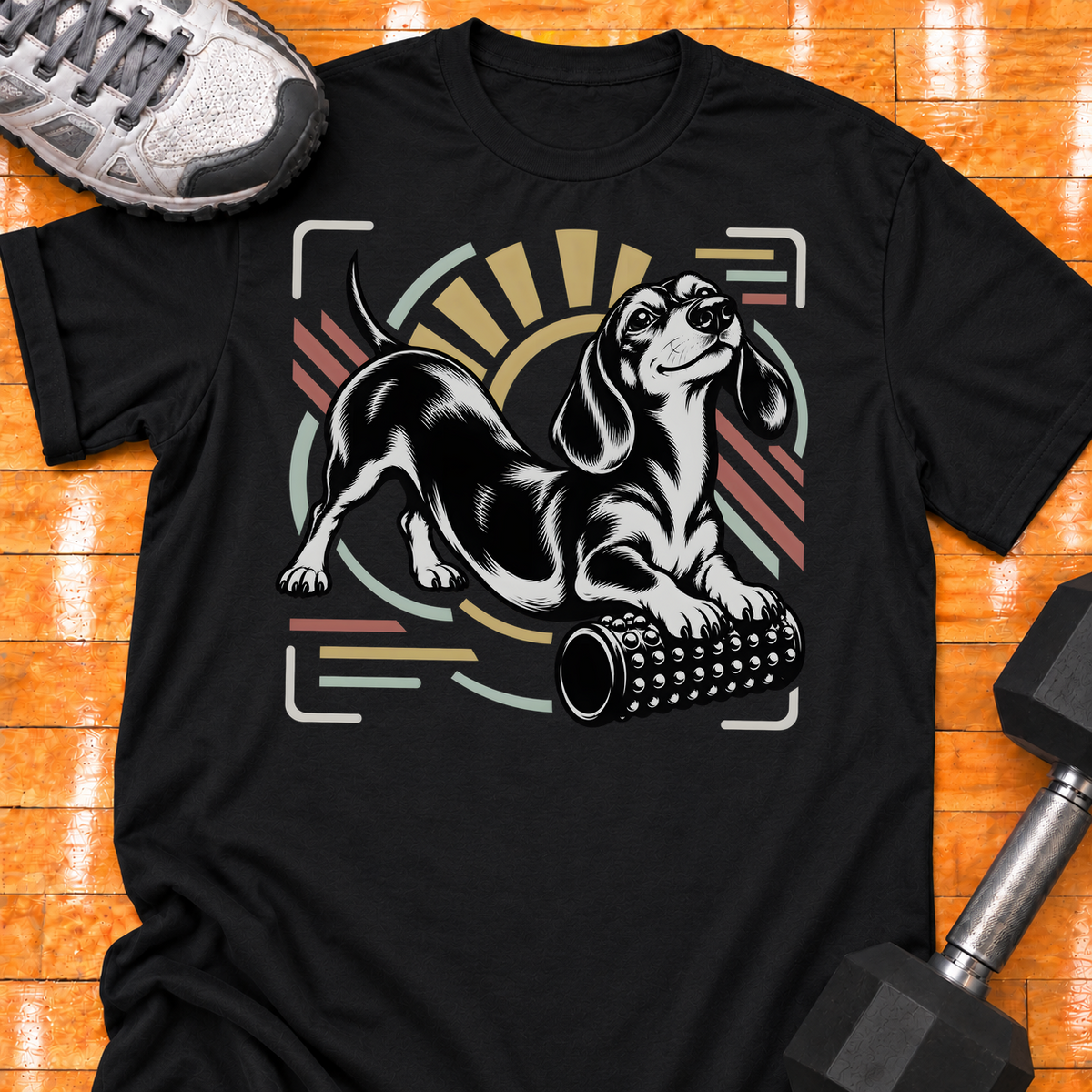 Dachshund nubby foam roller - Black - HMTC approved v02 template mockup v05