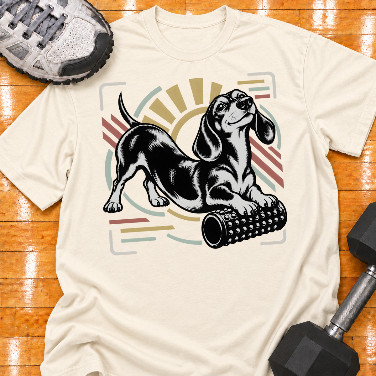 Dachshund nubby foam roller - Natural - HMTC approved v02 template mockup v05