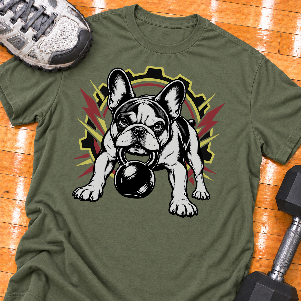 French Bulldog kettlebell - Military Green - HMTC approved v02 template mockup v05