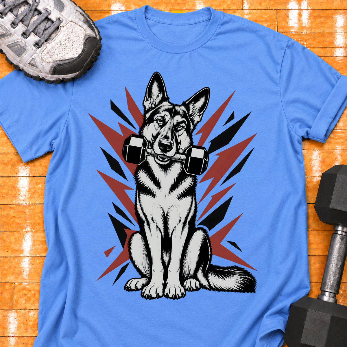 German Shepherd dumbbell - Carolina Blue - HMTC approved v02 template mockup v05