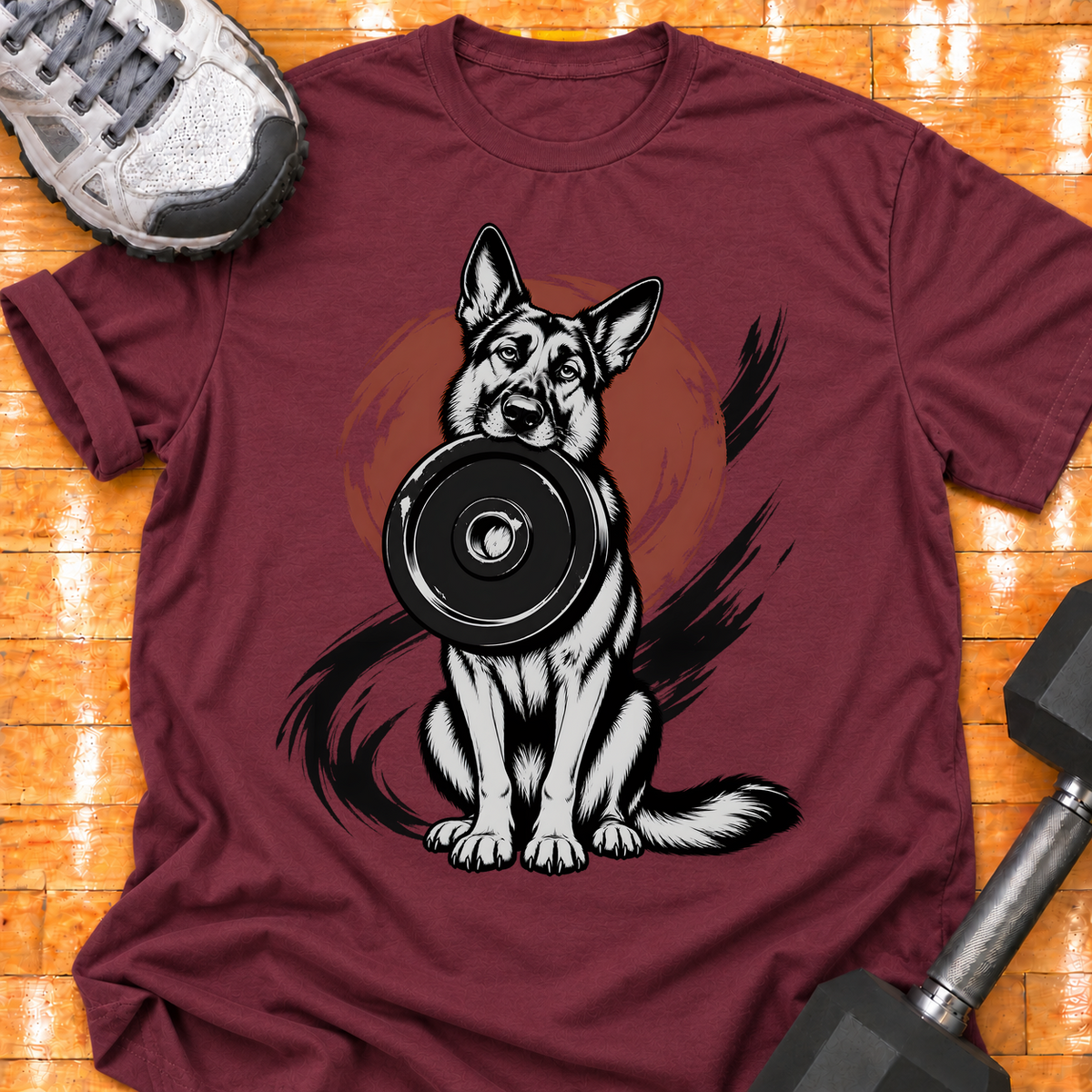 German Shepherd large weight plate - Maroon - HMTC approved v02 template mockup v05