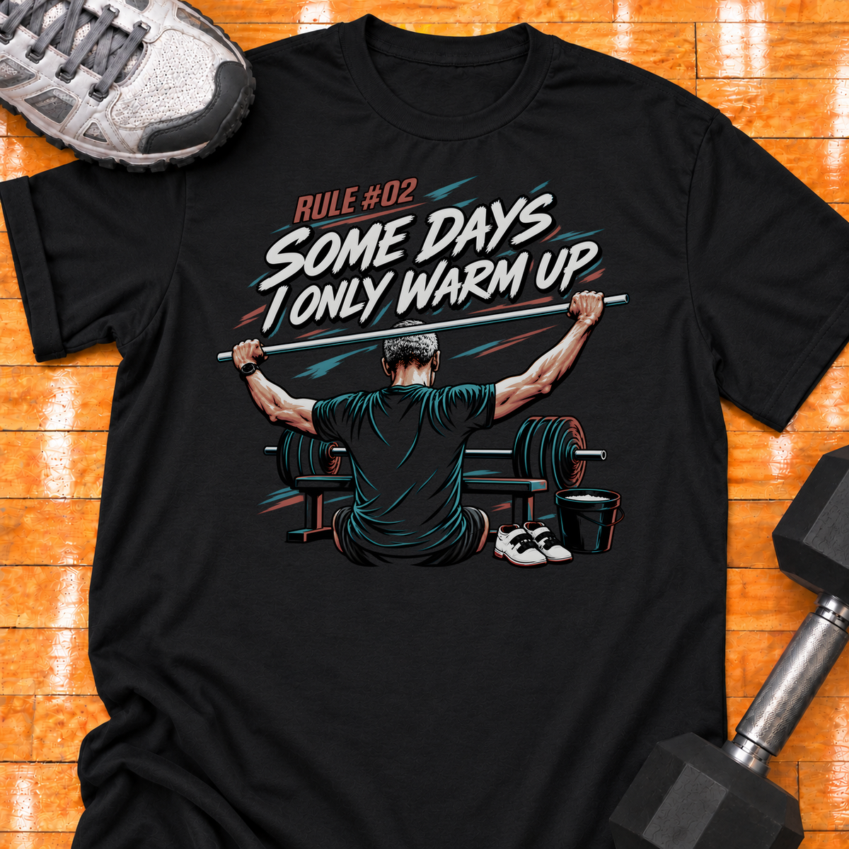 HIGH MILEAGE TRAINING CLUB RULE #02 SOME DAYS I ONLY WARM UP - Black - HMTC approved v02 template mockup v05