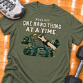 HIGH MILEAGE TRAINING CLUB RULE #17 ONE HARD THING AT A TIME - Military Green - HMTC approved v02 template mockup v05