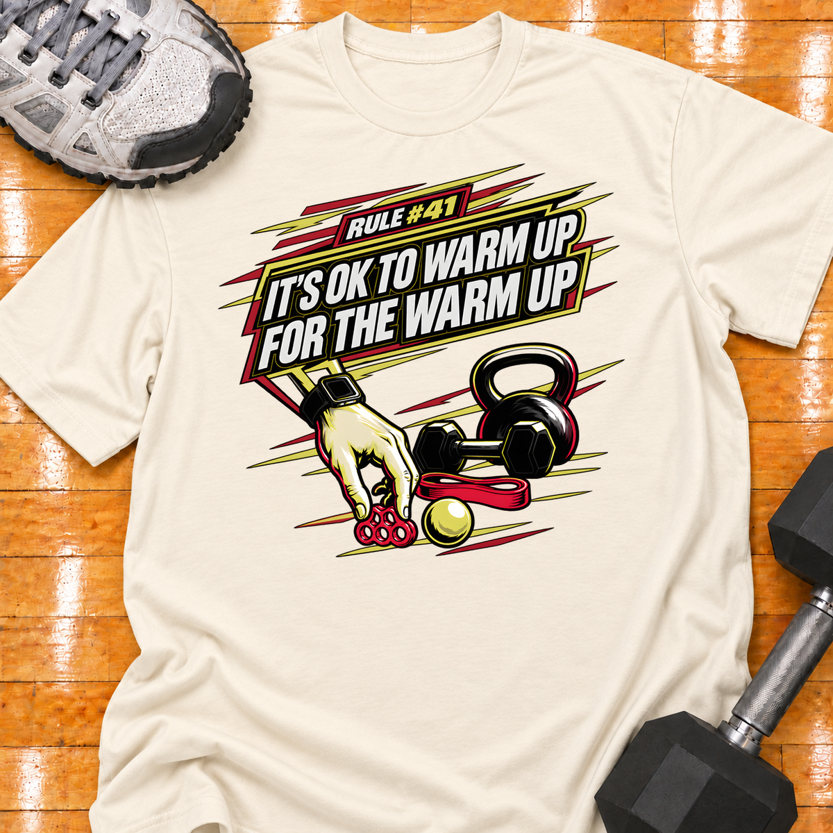 HIGH MILEAGE TRAINING CLUB RULE #41 IT'S OK TO WARM UP FOR THE WARM UP - Natural - HMTC approved v02 template mockup v05