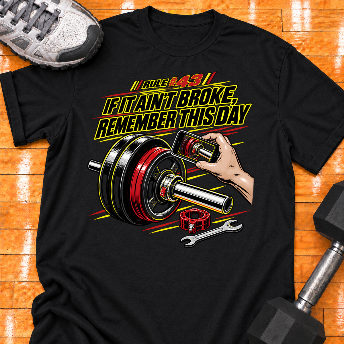 HIGH MILEAGE TRAINING CLUB RULE #43 IF IT AIN'T BROKE, REMEMBER THIS DAY - Black - HMTC approved v02 template mockup v05