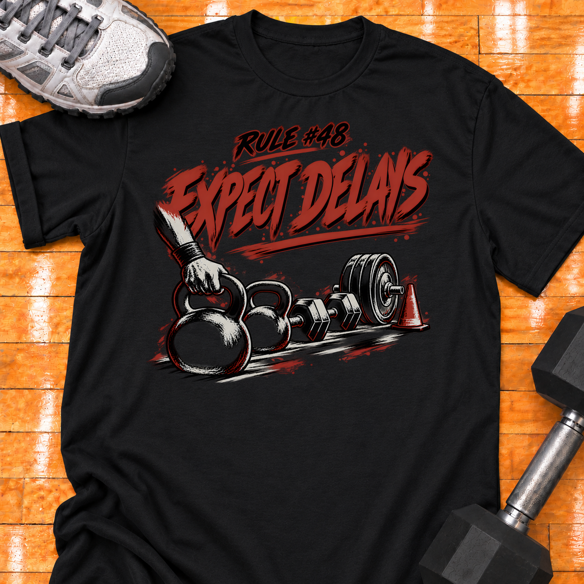 HIGH MILEAGE TRAINING CLUB RULE #48 EXPECT DELAYS - Black - HMTC approved v02 template mockup v05