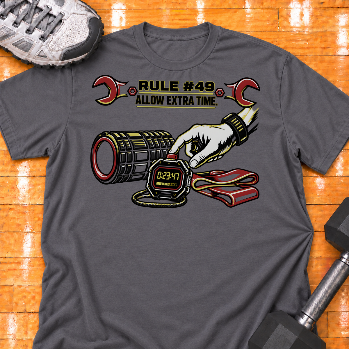 HIGH MILEAGE TRAINING CLUB RULE #49 ALLOW EXTRA TIME - Charcoal - HMTC approved v02 template mockup v05