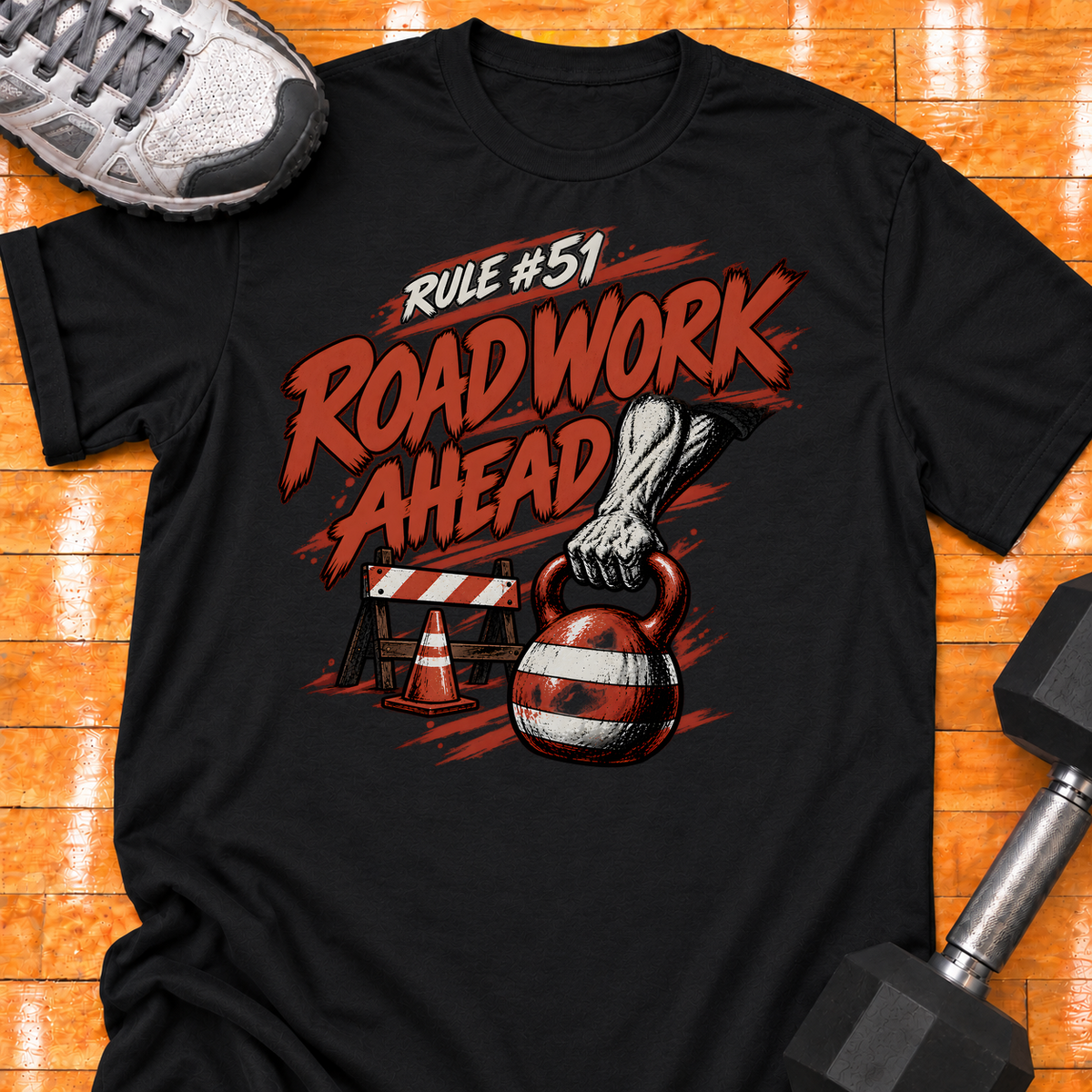 HIGH MILEAGE TRAINING CLUB RULE #51 ROAD WORK AHEAD - Black - HMTC approved v02 template mockup v05