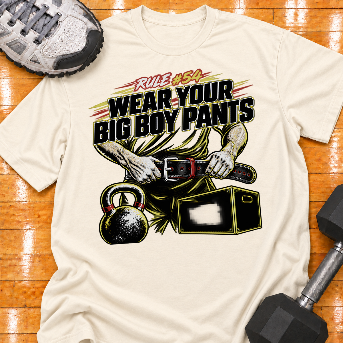 HIGH MILEAGE TRAINING CLUB RULE #54 WEAR YOUR BIG BOY PANTS - Natural - HMTC approved v02 template mockup v05