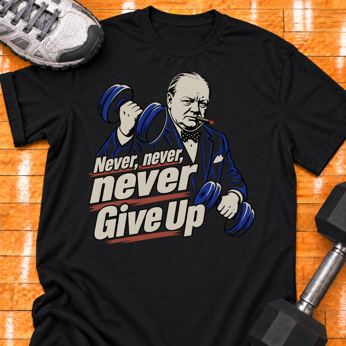 Never, never, never Give Up - Black - HMTC approved v02 template mockup v05