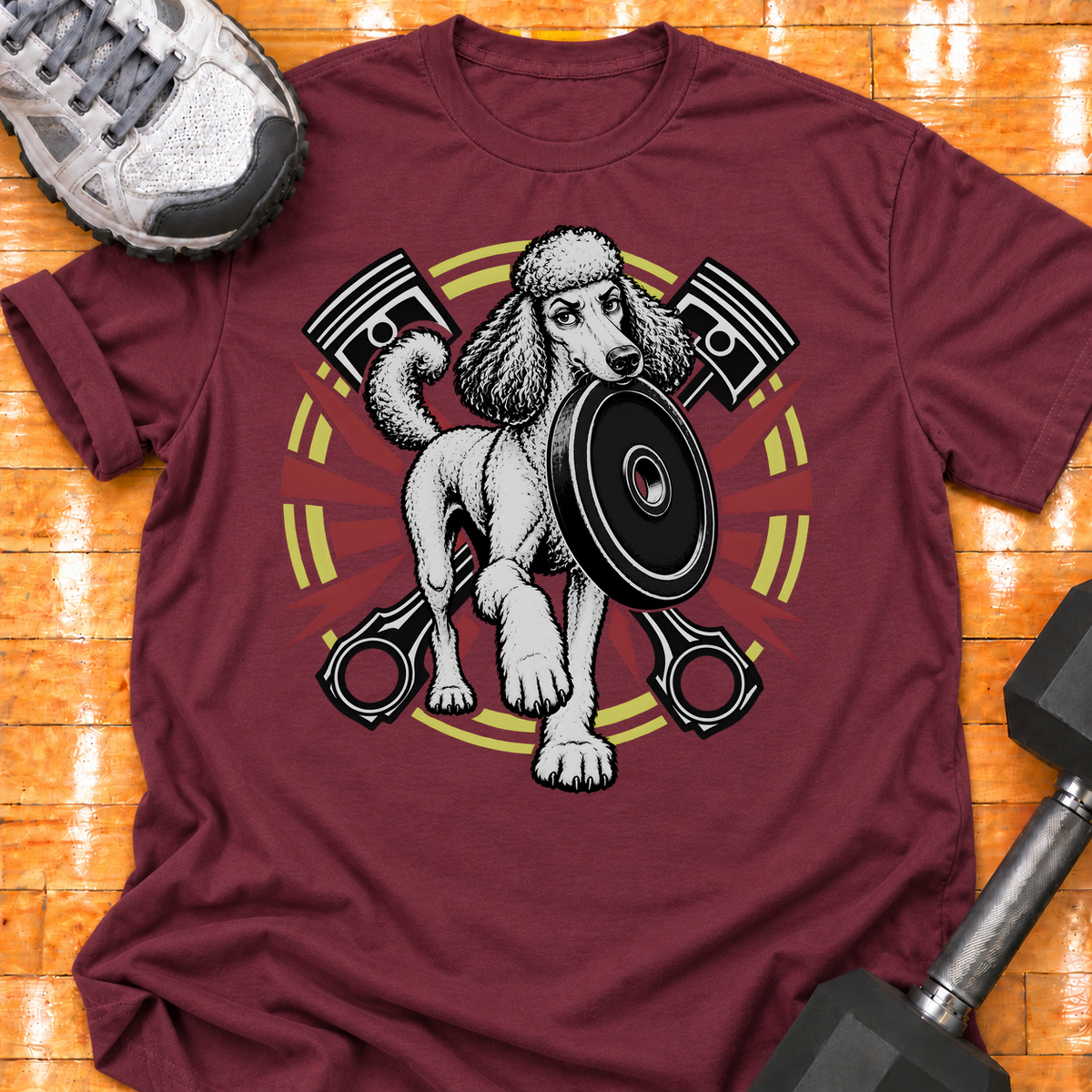 Poodle large weight plate - Maroon - HMTC approved v02 template mockup v05