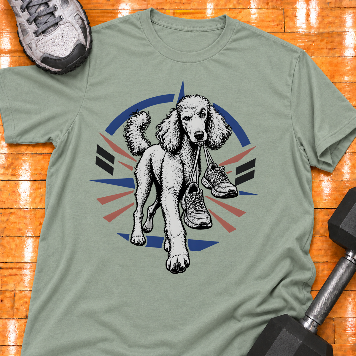 Poodle old training shoes tied together - Sage - HMTC approved v02 template mockup v05