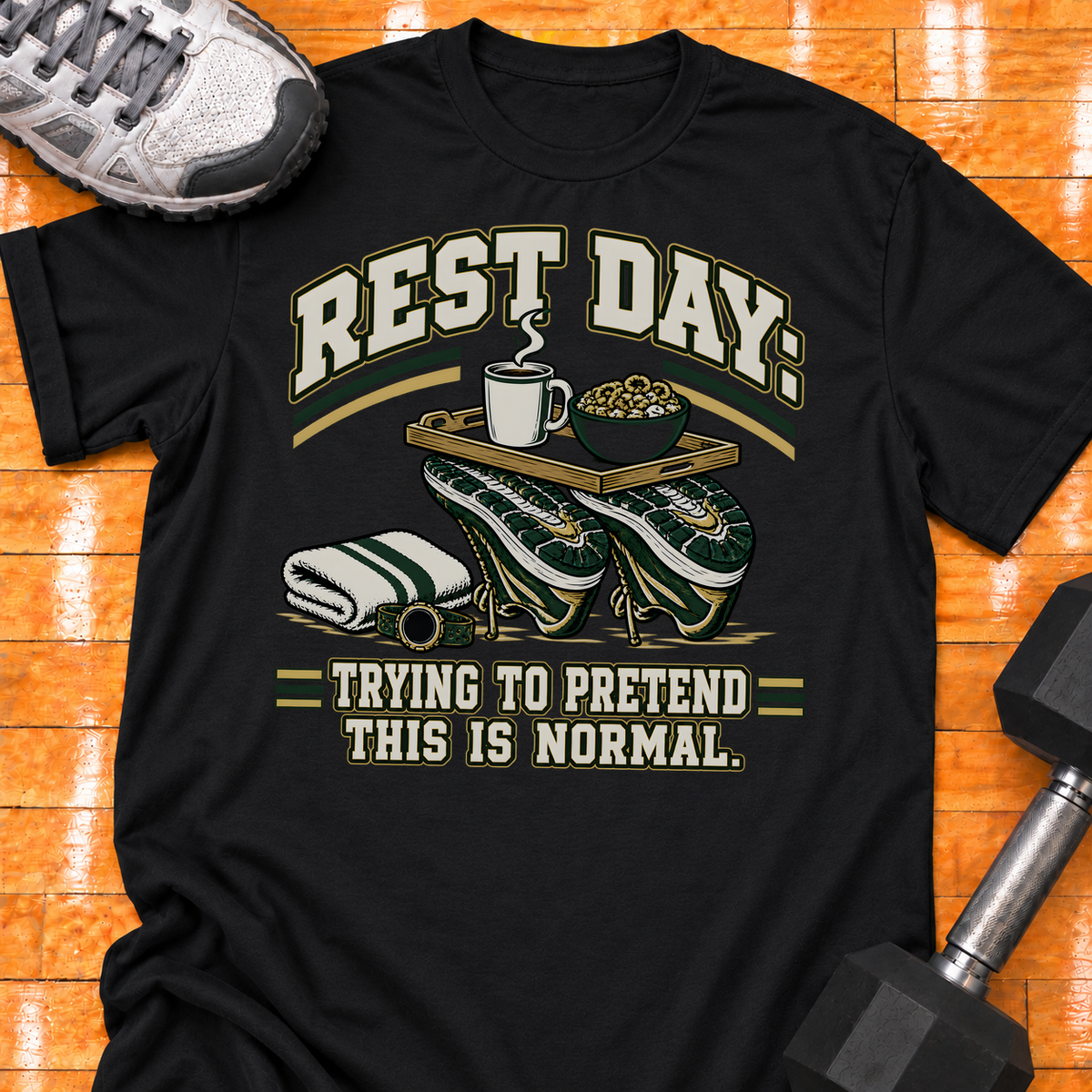 REST DAY - TRYING TO PRETEND THIS IS NORMAL - Black - HMTC approved v02 template mockup v05