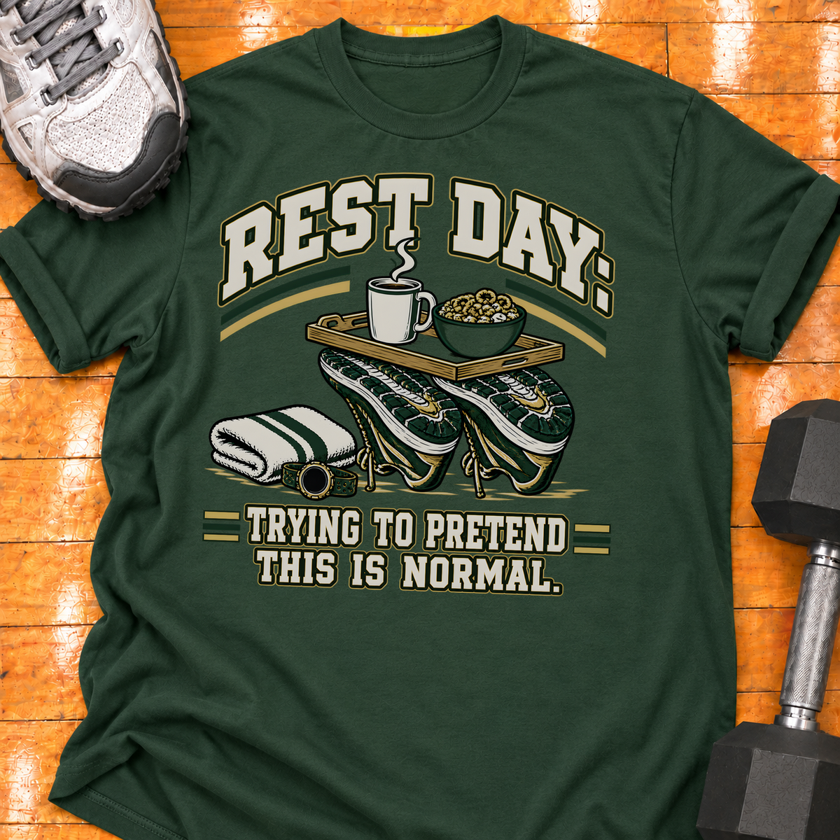 REST DAY - TRYING TO PRETEND THIS IS NORMAL - Forest Green - HMTC approved v02 template mockup v05