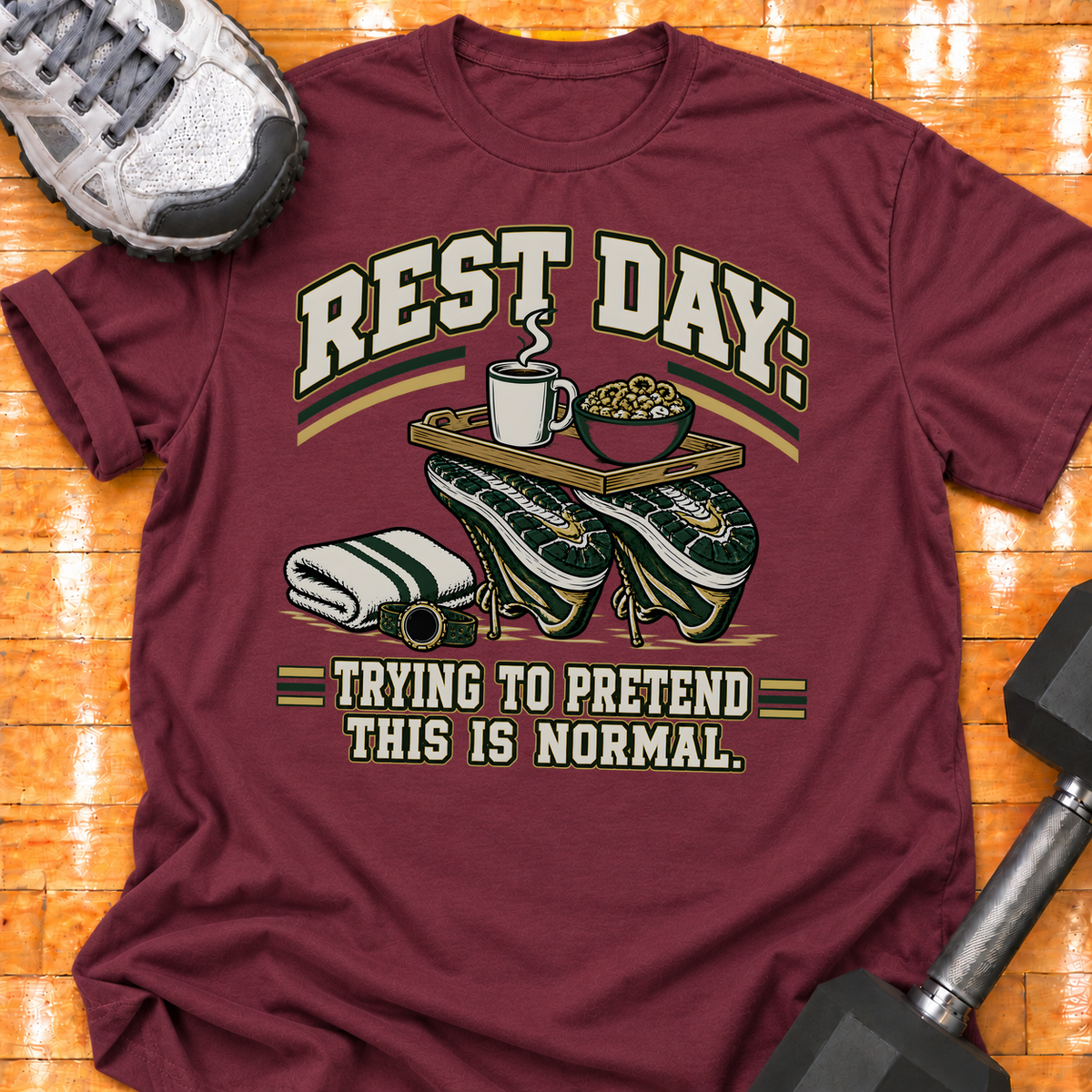 REST DAY - TRYING TO PRETEND THIS IS NORMAL - Maroon - HMTC approved v02 template mockup v05